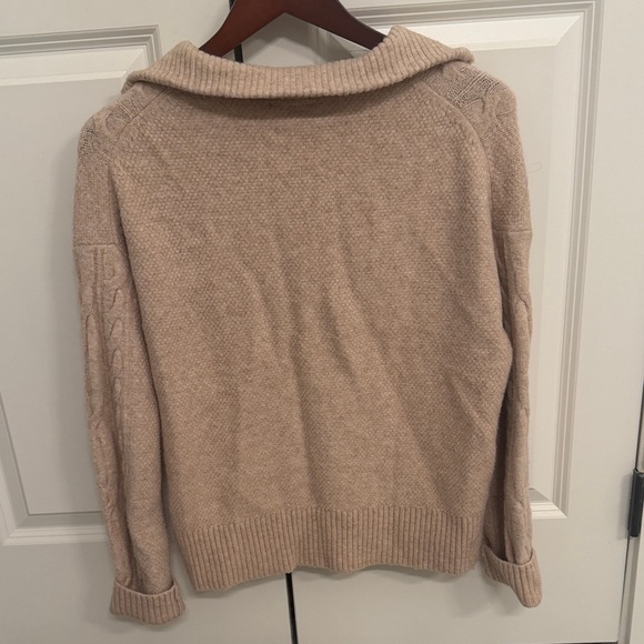 NWOT J. Crew Tan Cable Knit Half-Zip Sweater - Picture 3 of 6